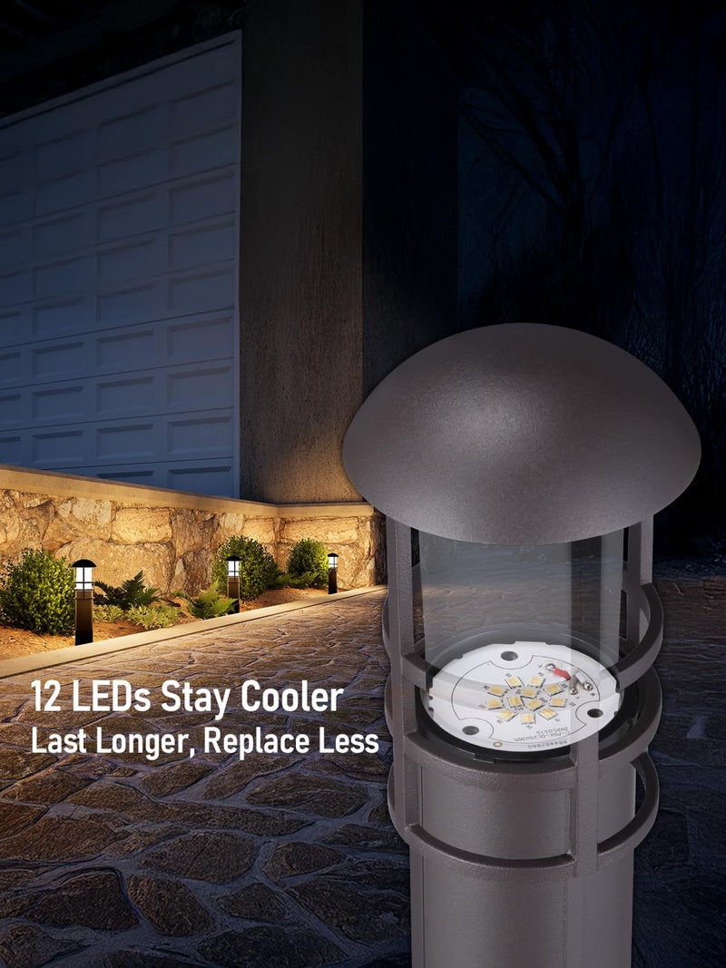 LEONLITE Low Voltage Landscape Pathway Lights, 3W 12V AC/DC Landscape Lighting, Waterproof CRI90+ Pathway Lighting Wired for Yard Lawn, Bronze Aluminum Housing, ETL Listed, 5000K Daylight, Pack of 6 - Image 4